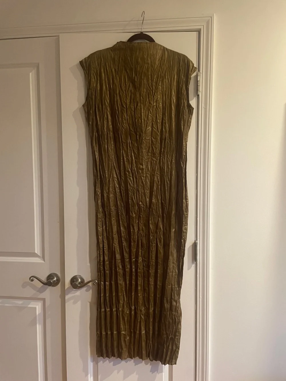 Acne Metallic Gold Crinkle Maxi Dress - Picture 9 of 9